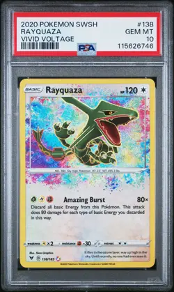 2020 POKEMON SWORD & SHIELD VIVID VOLTAGE #138 RAYQUAZA PSA 10 - Image 1