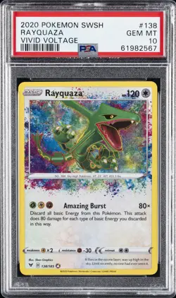 2020 POKEMON SWORD & SHIELD VIVID VOLTAGE #138 RAYQUAZA PSA 10 - Image 1