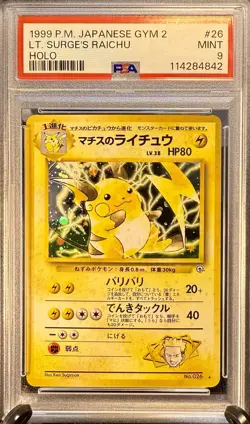 Lt. Surge’s Raichu 1999 Japanese Gym 2 - PSA 9 Holo - Vintage Pokemon Card - Image 1
