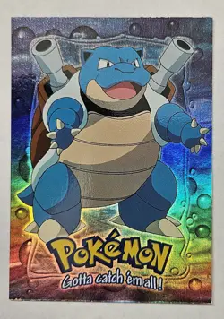 Blastoise -POKEMON TOPPS AUTHENTIC CARD NM #09 E9 Of 12 blue logo RAINBOW HOLO - Image 1