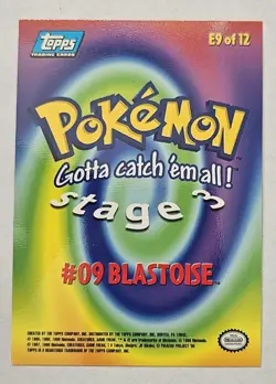 Blastoise -POKEMON TOPPS AUTHENTIC CARD NM #09 E9 Of 12 blue logo RAINBOW HOLO - Image 2
