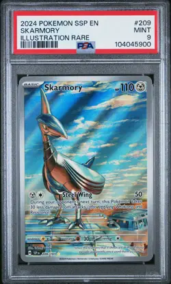 Skarmory 2024 Pokemon Ssp En-Surging Sparks #209/191 Illustration Rare PSA 9 - Image 1