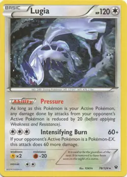 Damaged, English Pokemon Regular Lugia - 78/124 - Rare XY - Fates Collide - Image 1