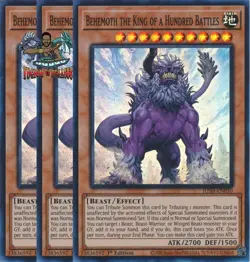 Yugioh 3x Behemoth the King of a Hundred Battles JUSH-EN050 Super Rare 1st Ed NM - Image 1