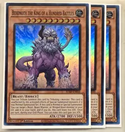 Yugioh 3x Behemoth the King of a Hundred Battles JUSH-EN050 Super Rare 1st Ed NM - Image 1