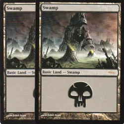 MTG 2004 Mirrodin Arena Swamp DCI English 2 Card Set Used - Image 1