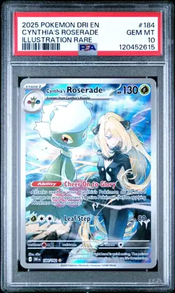 2025 POKEMON DRI EN-DESTINED RIVALS ILLUSTRATION RARE CYNTHIA'S ROSERADE PSA 10 - Image 1