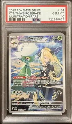 2025 POKEMON DRI EN-DESTINED RIVALS ILLUSTRATION RARE CYNTHIA'S ROSERADE PSA 10 - Image 1