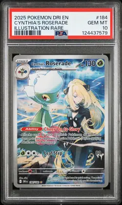 2025 POKEMON DRI EN-DESTINED RIVALS ILLUSTRATION RARE CYNTHIA'S ROSERADE PSA 10 - Image 1