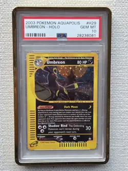 2003 Pokemon Aquapolis Umbreon Holo #H29 PSA 10 POP 91 - Image 1