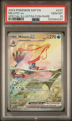2024 POKEMON SSP EN-SURGING SPARKS SPECIAL ILLUSTRATION RARE MILOTIC EX PSA 10 - Image 1