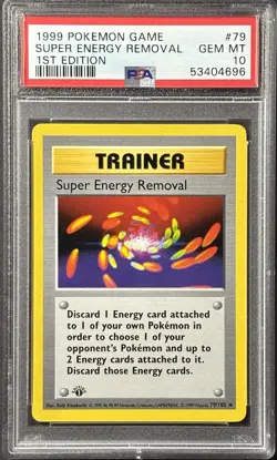 PSA 10 1st Edition Shadowless Super Energy Removal Pokemon Card Base Set Rare 79 - Image 1