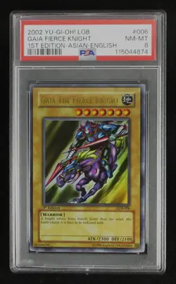 PSA 8 YuGiOh Gaia The Fierce Knight LOB-006 1st Ultra Rare Asian English 2002 - Image 1