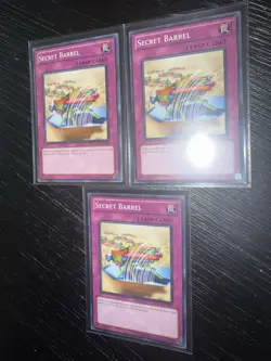3x Secret Barrel x3 Yugioh DEM1-EN017 Common Burn Deck Staple Playset - LP - Image 1