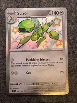Pokemon Card Scizor 191/091 Paldean Fates Baby Shiny Rare NEAR MINT - Image 1
