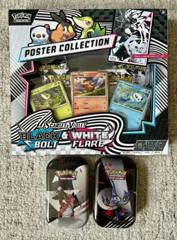 LOT Pokemon Card TCG Black Bolt White Flare Poster Collection Mini Tins Sealed - Image 1