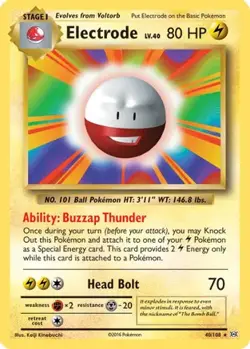 Electrode - 40/108 - Pokemon Evolutions XY Non-Holo Rare Card LP - Image 1