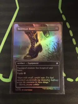 MTG Magic The Gathering Swiftfoot Boots Foil Borderless Artifact Commander - Image 1
