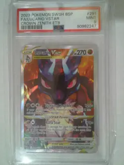 2023 Pokemon Full Art Promo Lucario Vstar SWSH291 Crown Zenith ETB PSA 9 Mint - Image 1