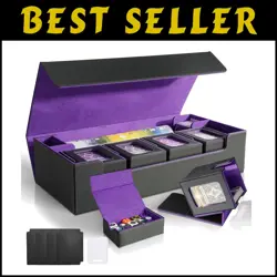 Stylish 6-in-1 PU Leather Card Deck Box for MTG & TCG - Holds 2400+ Cards - Image 1