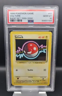 1999 POKEMON BASE SET UNLIMITED #67 VOLTORB PSA GEM MINT 10 - Image 1