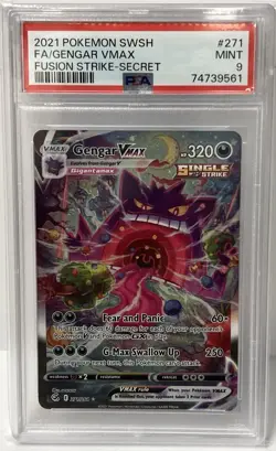 2021 Pokemon SWSH Fusion Strike Secret #271 Gengar Vmax FA PSA 9 MINT - Image 1