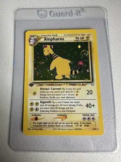 Ampharos Holo Rare 1st Edition Neo Revelation 1/64 Swirl WOTC Vintage Pokemon - Image 1