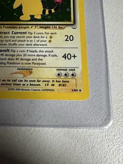 Ampharos Holo Rare 1st Edition Neo Revelation 1/64 Swirl WOTC Vintage Pokemon - Image 5
