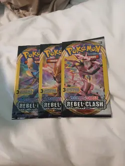 (3) 2020 Pokemon Rebel Clash New Sealed 3 Card Booster Packs English SWSH - Image 1