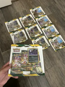 Pokemon TCG Sword & Shield Evolving Skies 3 Pack Blister + Promo Card -LOT OF 10 - Image 1