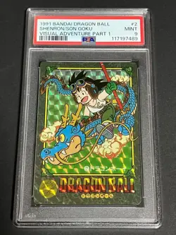 Dragon Ball Carddass Visual Adventure PSA9 No2 Son Goku Kira Card Authentic - Image 1