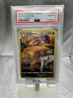 2022 POKEMON SWORD & SHIELD LOST ORIGIN TG03/TG30 FULL ART CHARIZARD - PSA 10 - Image 1