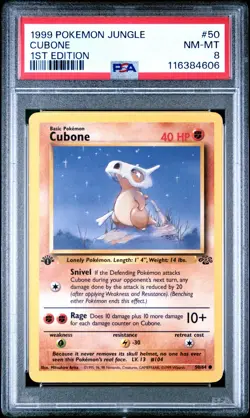 PSA 8 NM/MT 1999 POKEMON JUNGLE #50 CUBONE 1ST EDITION ENGLISH - Image 1