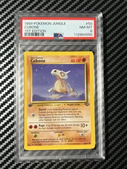 PSA 8 NM/MT 1999 POKEMON JUNGLE #50 CUBONE 1ST EDITION ENGLISH - Image 1