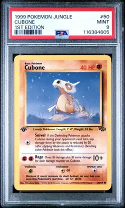 PSA 9 MINT 1999 POKEMON JUNGLE #50 CUBONE 1ST EDITION ENGLISH - Image 1