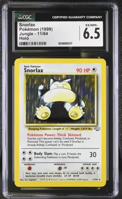 CGC 6.5 Snorlax 1999 Jungle 11/64 Holo Pokemon Card psa - Image 1