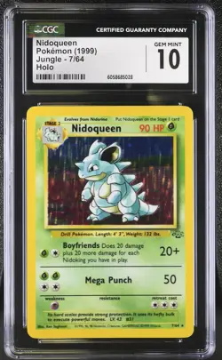 CGC 10 GEM MINT Nidoqueen 1999 Jungle 7/64 Holo Pokemon Card psa - Image 1