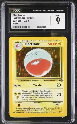 CGC 9 MINT Electrode 1999 Jungle 2/64 Holo Pokemon Card psa - Image 1