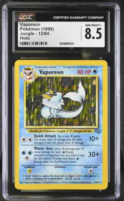 CGC 8.5 Vaporeon 1999 Jungle 12/64 Holo Pokemon Card psa - Image 1