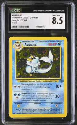 CGC 8.5 GERMAN Vaporeon 2000 Jungle 12/64 Holo SWIRL Pokemon Card psa - Image 1