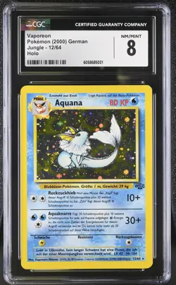 CGC 8 GERMAN Vaporeon 2000 Jungle 12/64 Holo Pokemon Card psa - Image 1