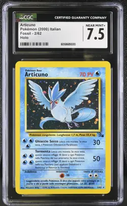CGC 7.5 ITALIAN Articuno 2000 Fossil 2/62 Holo Pokemon Card psa - Image 1