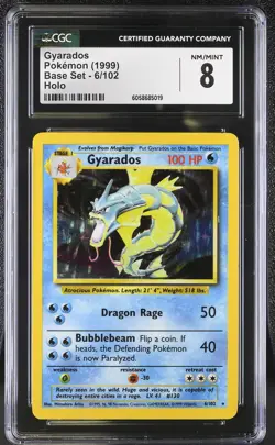CGC 8 Gyarados 1999 Base Set 6/102 Holo Pokemon Card psa - Image 1