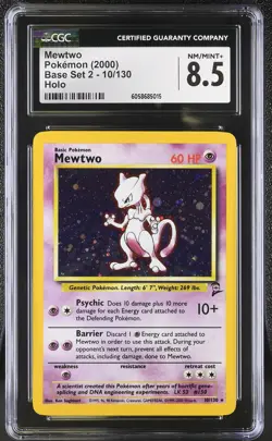 CGC 8.5 Mewtwo 2000 Base Set 2 10/130 Holo Pokemon Card psa - Image 1