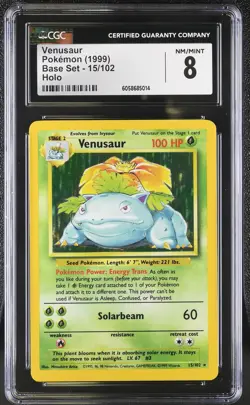 CGC 8 Venusaur 1999 Base Set 15/102 Holo Pokemon Card psa - Image 1