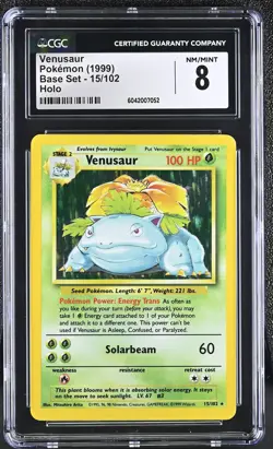 CGC 8 Venusaur 1999 Base Set 15/102 Holo Pokemon Card psa - Image 1