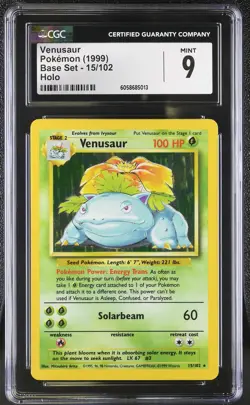 CGC 9 MINT Venusaur 1999 Base Set 15/102 Holo Pokemon Card - Image 1
