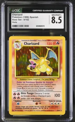CGC 8.5 SPANISH Charizard 1999 Base Set 4/102 Holo Pokemon Card - Image 1
