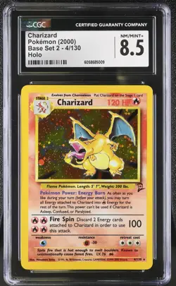 CGC 8.5 Charizard 2000 Base Set 2 4/130 Holo Pokemon Card - Image 1