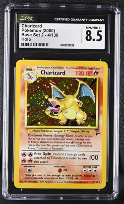 CGC 8.5 Charizard 2000 Base Set 2 4/130 Holo Pokemon Card - Image 1